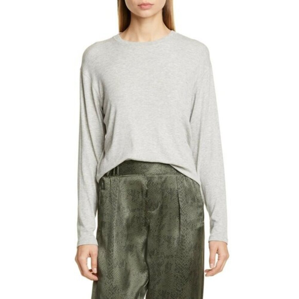 ATM Heather Gray Boy Stretch Modal Sweater Lightweight Top Shirt Ribbed SZ M New